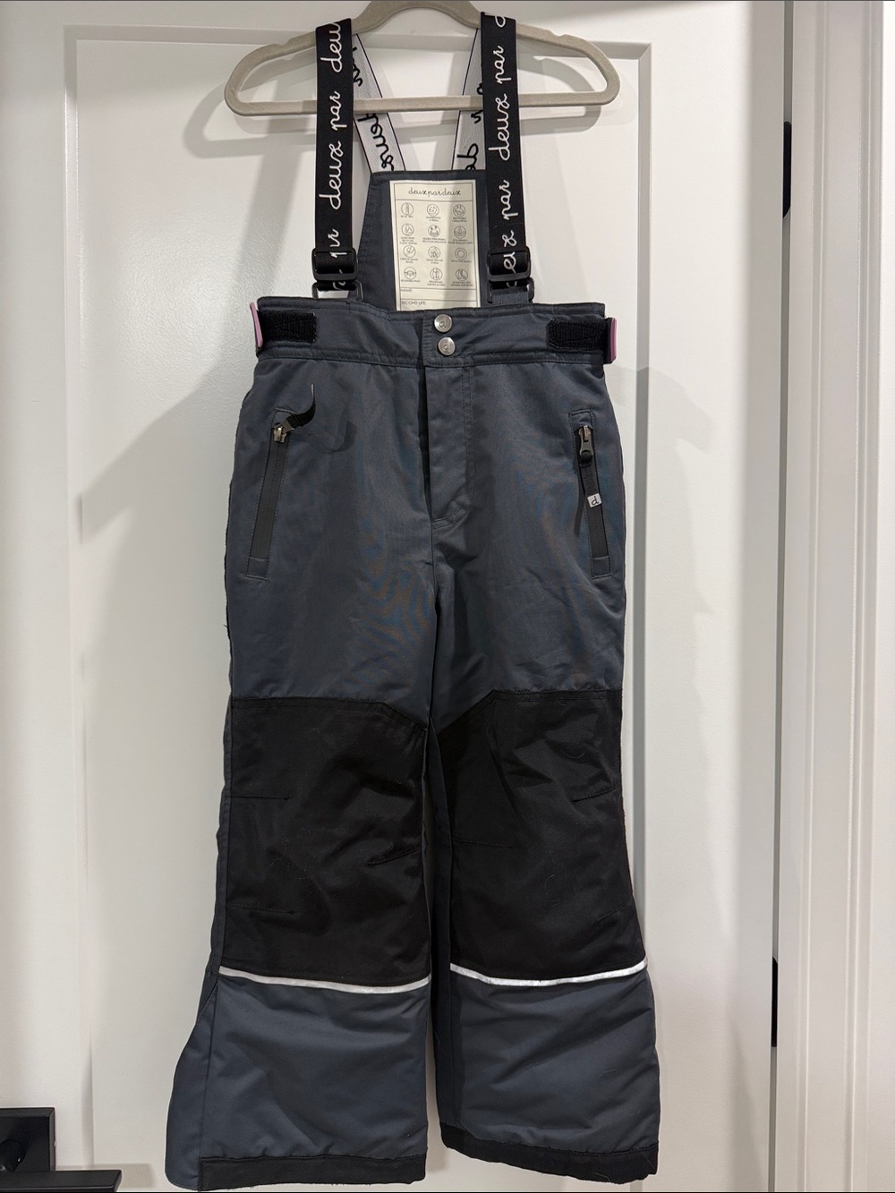 Deux par Deux girls’ insulated snow pants with adjustable suspenders, size 5